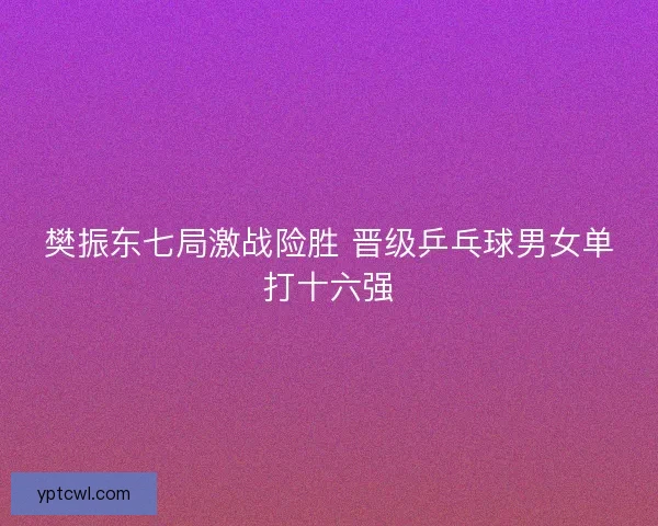 樊振东七局激战险胜 晋级乒乓球男女单打十六强